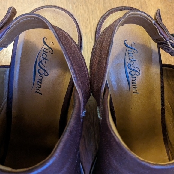 Lucky Brand Brown Sling Back Booties Size 7.5 - Picture 8 of 12